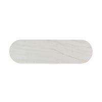 Top view of oval media cabinet showing surface texture.