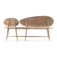 Rear view of organic modern natural wood bench.