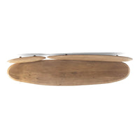 Top view of entire organic modern natural wood bench.