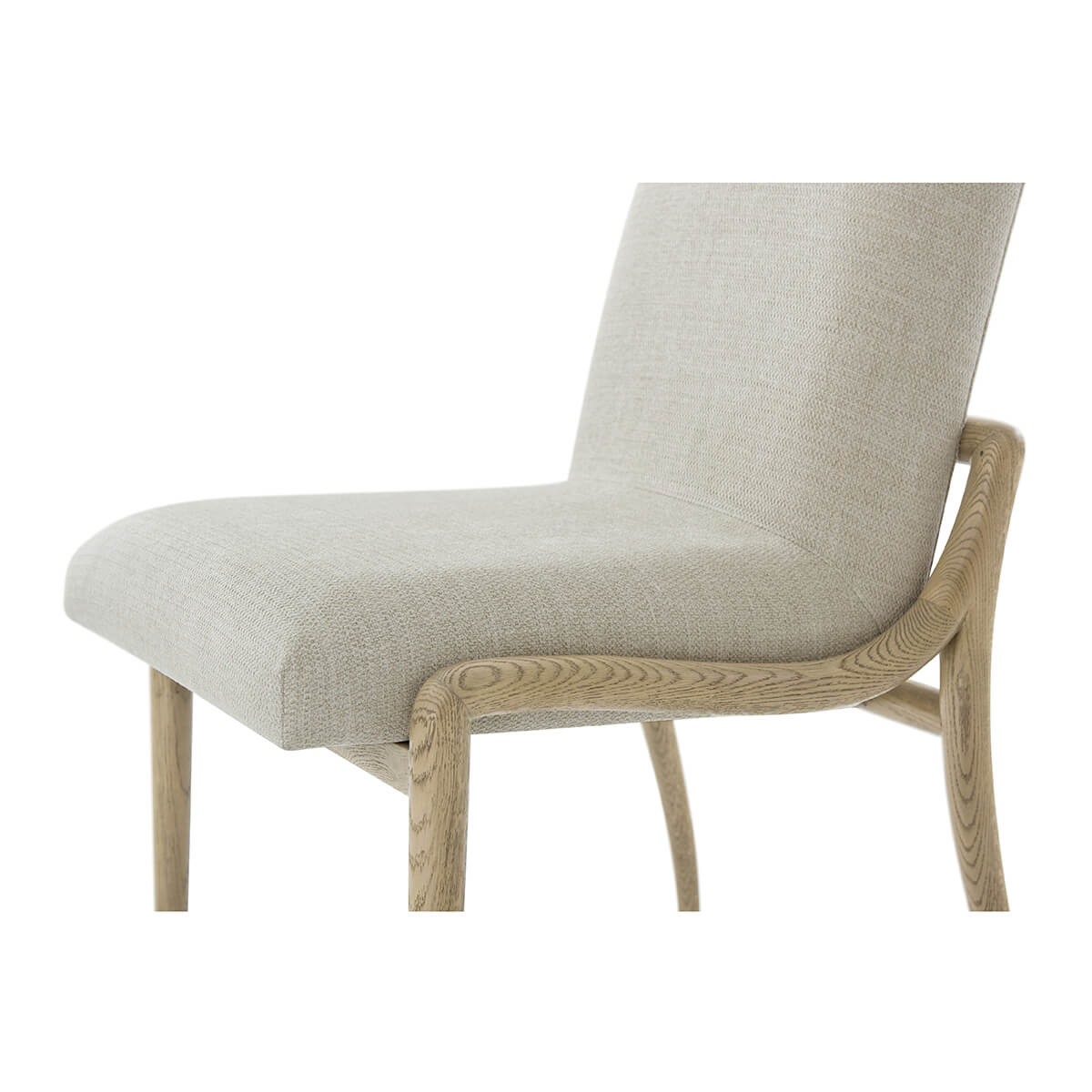 Close-up of chair seat and wooden frame details.