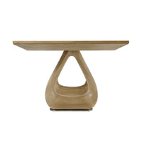 Close-up of pedestal base on oak extending dining table.
