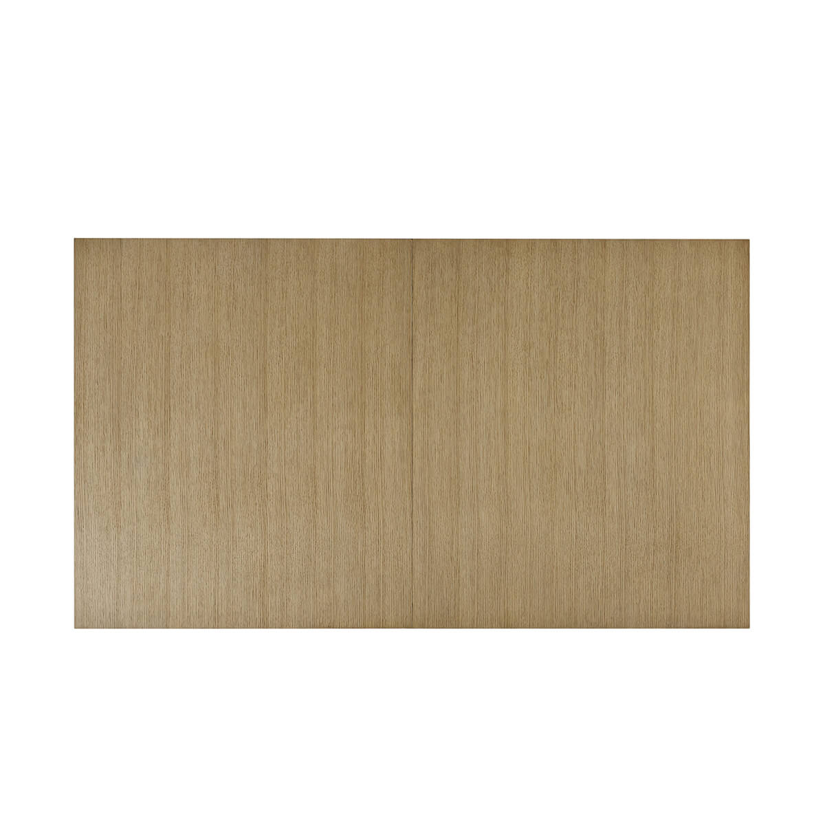 Top view of closed oak extending dining table.