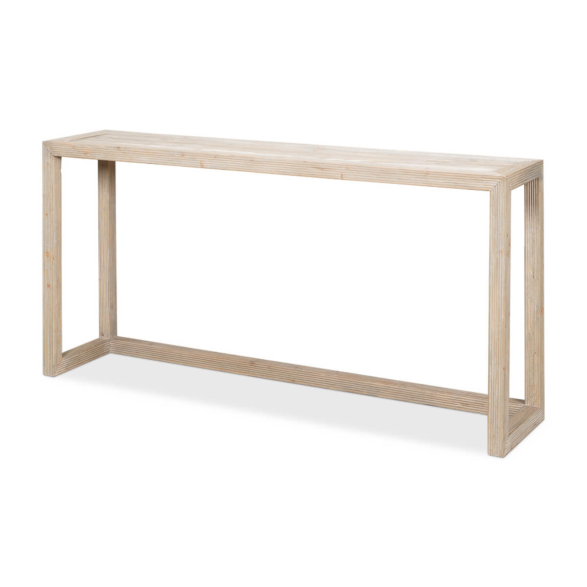 Front view of wooden console table, minimalist design.