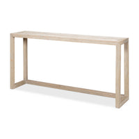 Front view of wooden console table, minimalist design.