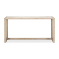 Full frontal view of console table, natural finish.