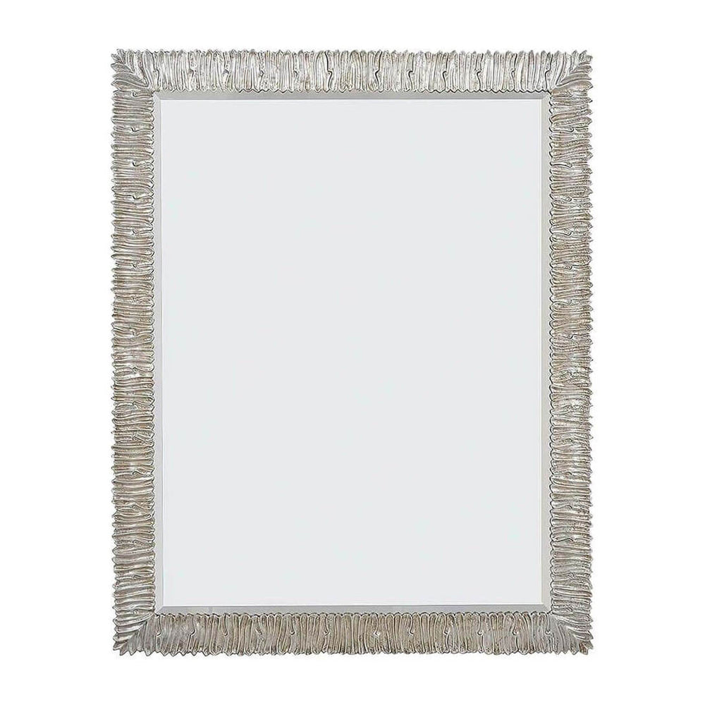 Silver gilt mirror with textured border, front view.