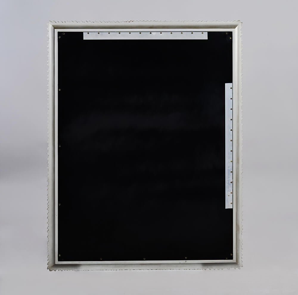 Back panel of silver gilt mirror, mounting features.