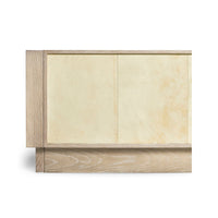 Organic modern king bed footboard close-up view