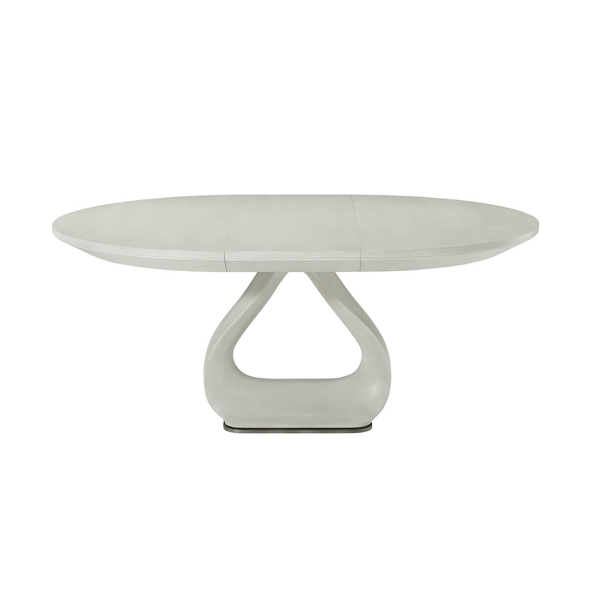 Oval dining table, extended view, unique base design