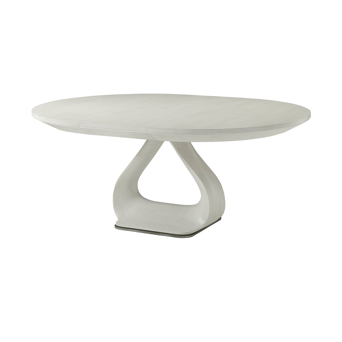 Round dining table, top view, modern white finish