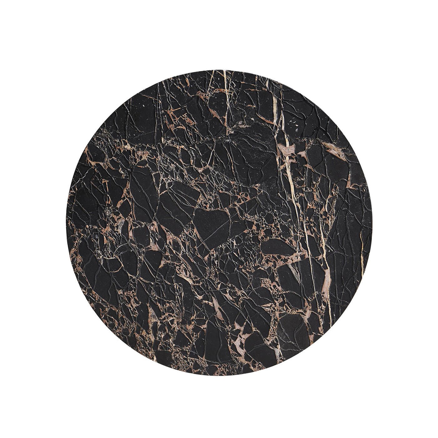 Top view of black stone accent table surface.