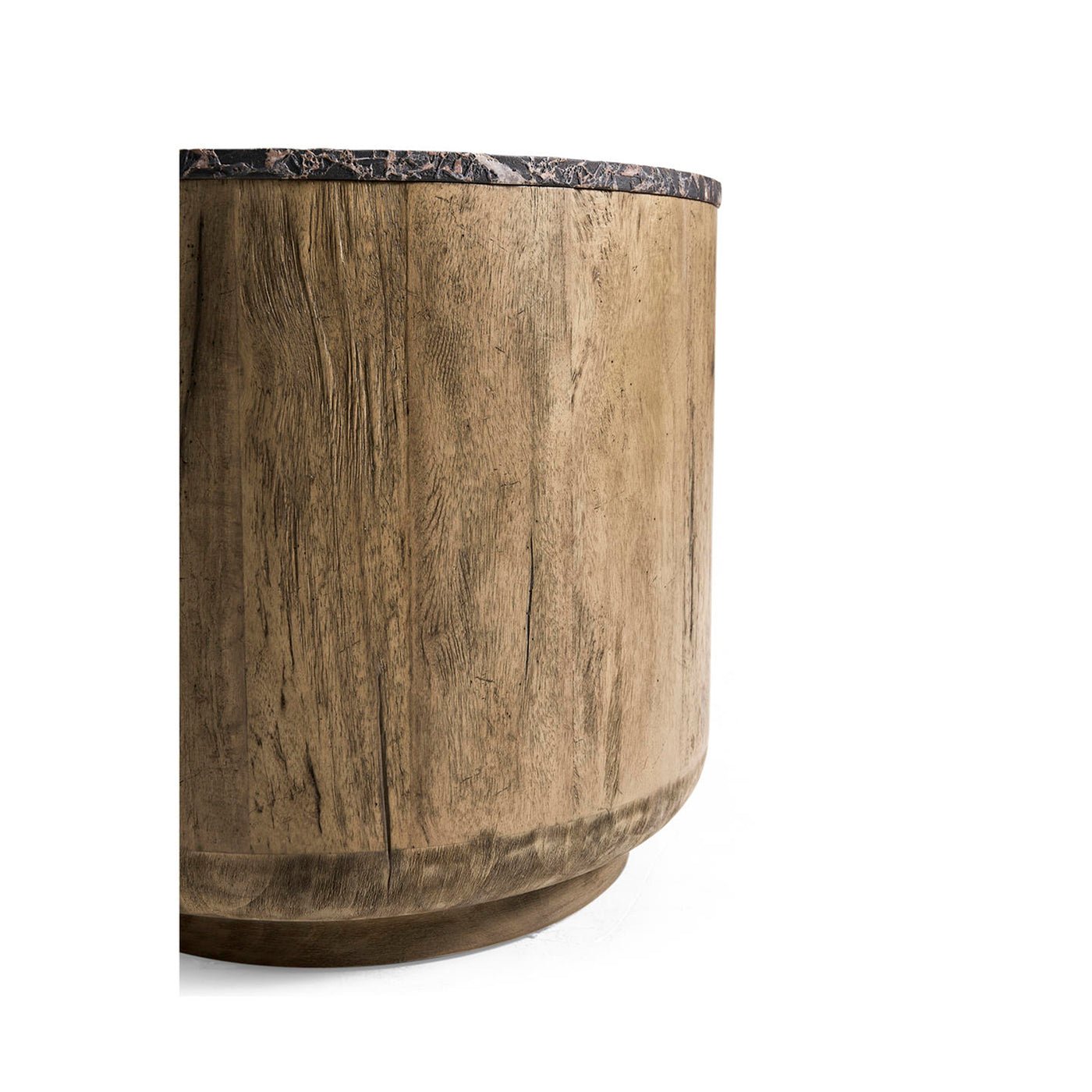 Close-up of wood texture on the accent table.