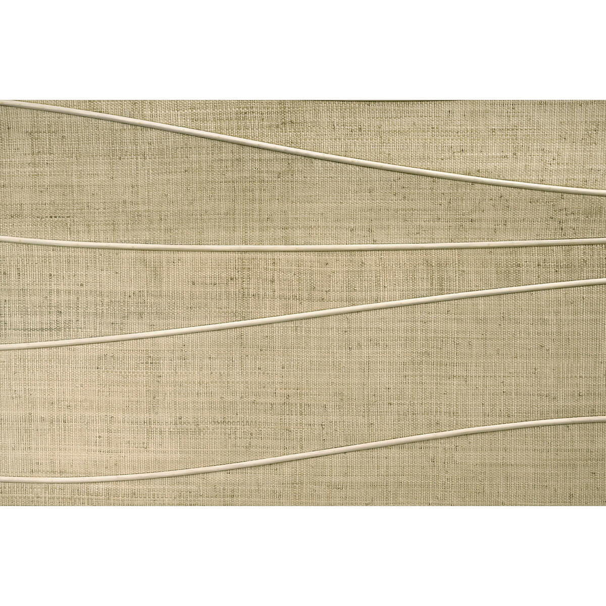 Close-up of woven pattern on organic modern king bed.