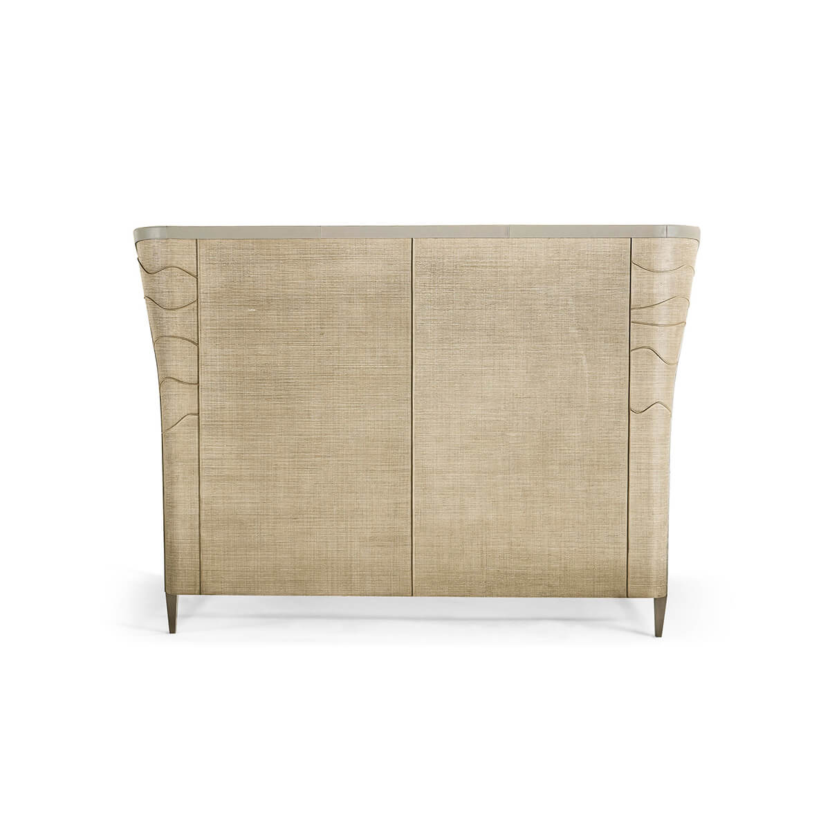 Back view of organic modern woven king bed.