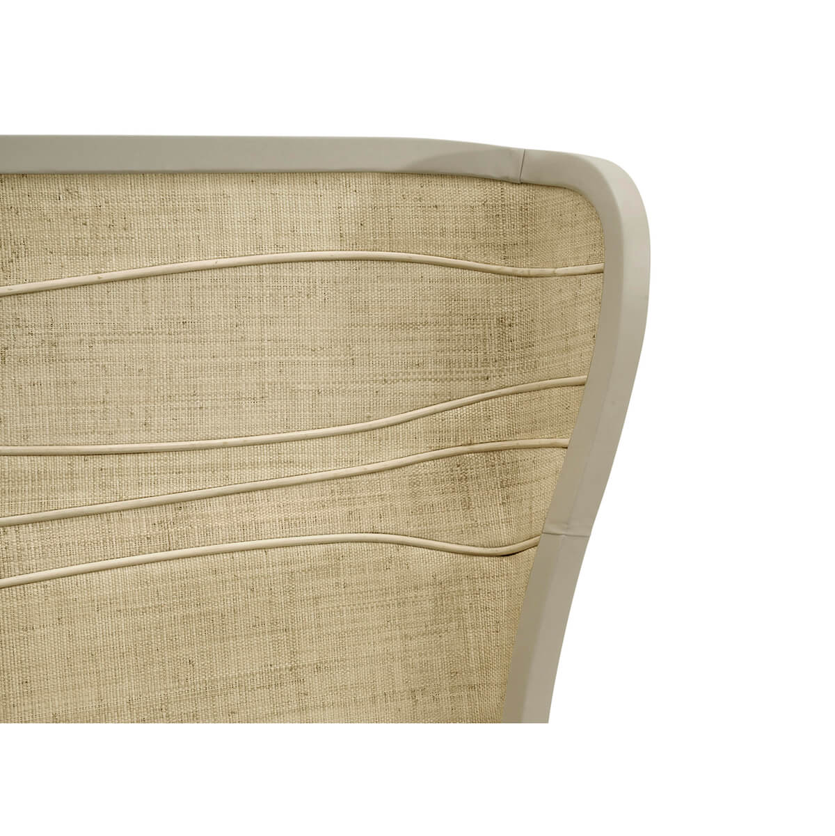 Close-up of headboard texture on organic modern king bed.