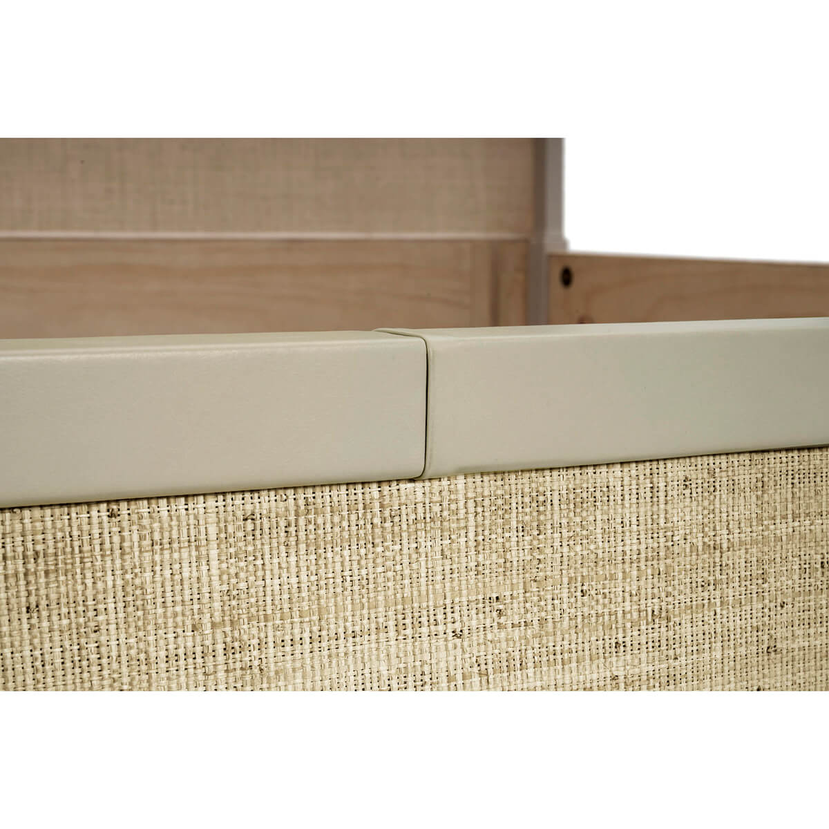 Detail of frame construction on organic modern king bed.