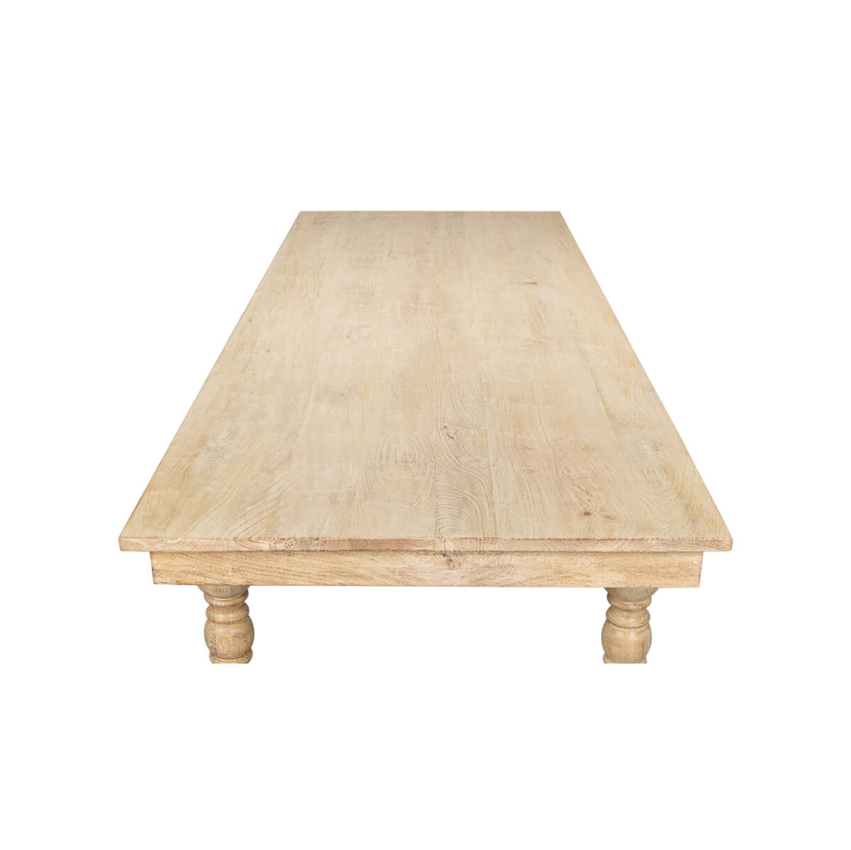Top-down view of dining table surface, smooth texture.
