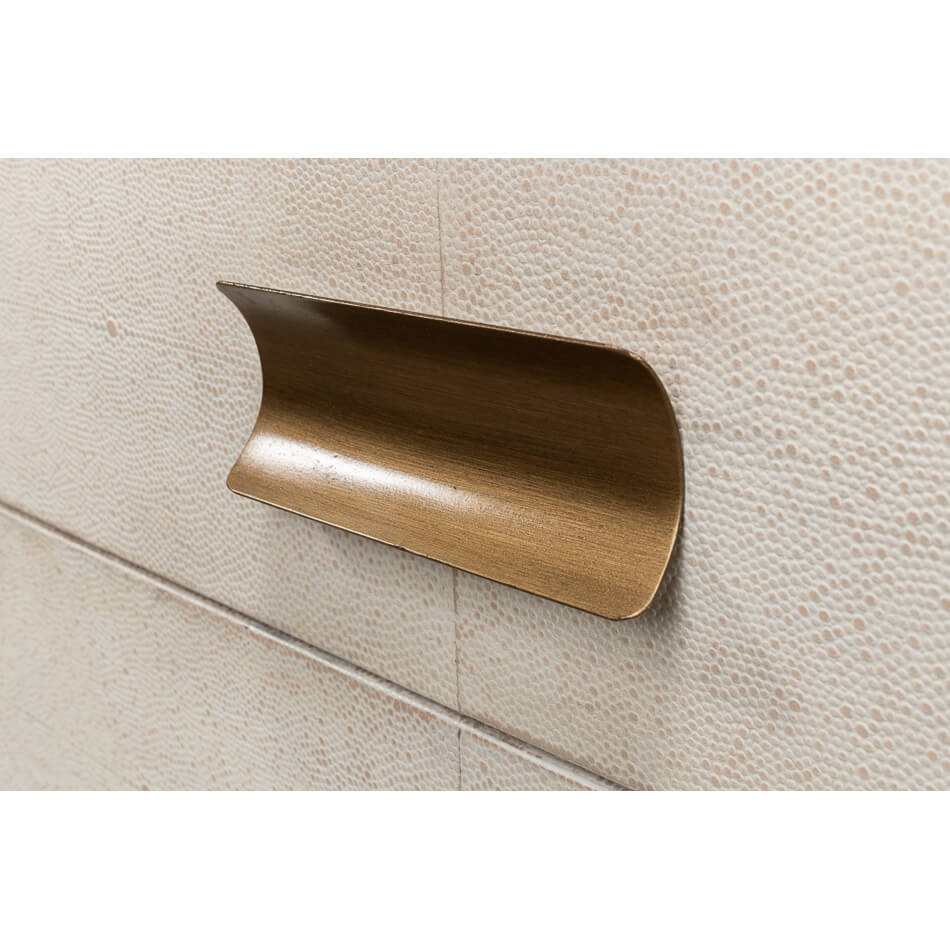 Detailed modern end table drawer handle close-up.