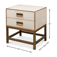 Modern end table with measurements illustrated.