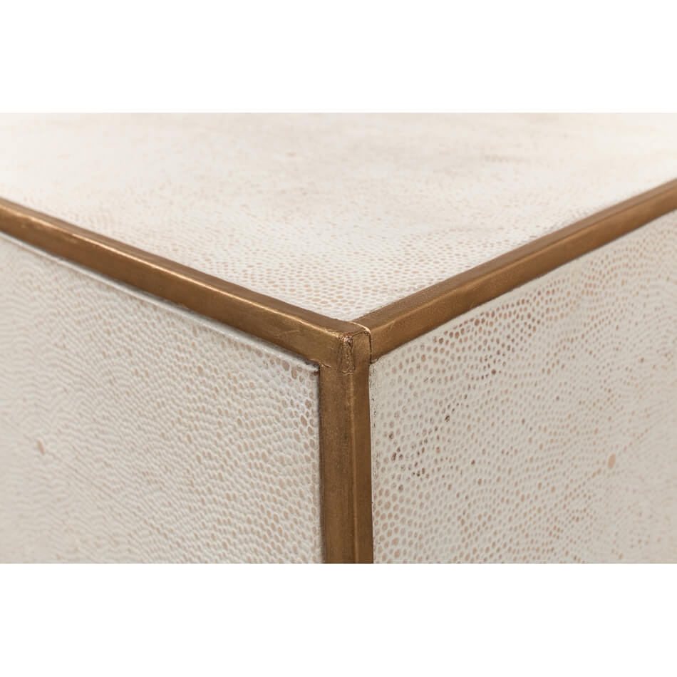 Close-up of modern end table corner design.