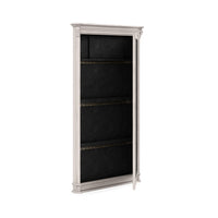 Floor mirror opened to reveal black felt jewelry storage