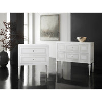 Pair of white bedside chests in modern interior setting.