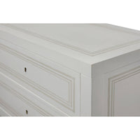 Close-up of painted details on Italian bedside chest.