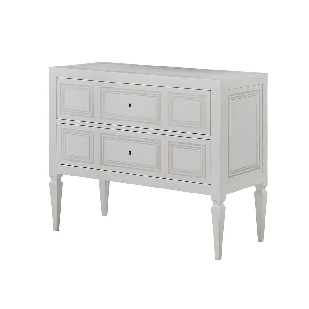 White painted Italian Neo Classic chest of drawers.