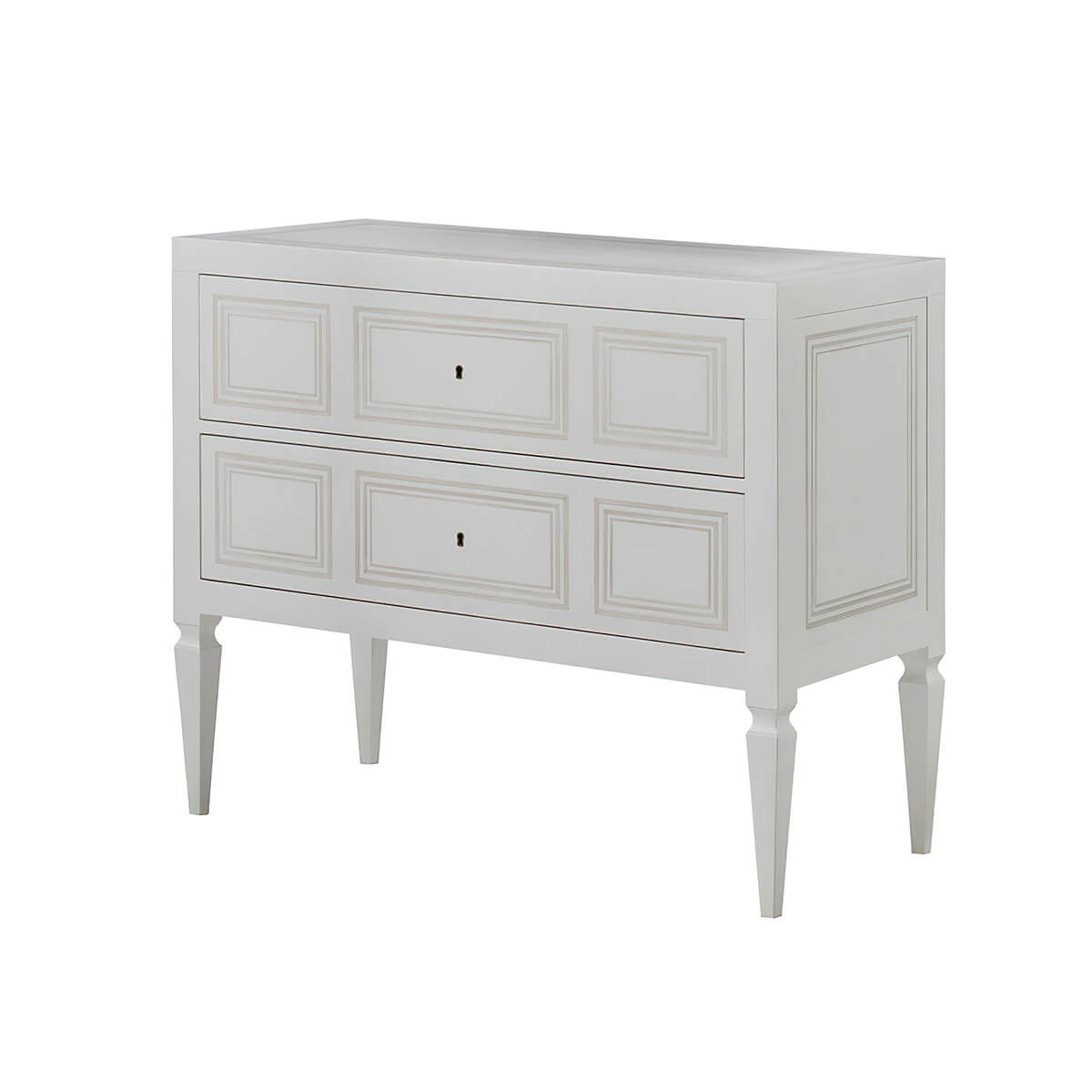 White painted Italian Neo Classic chest of drawers.