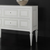 Detailed side view of Italian Neo Classic chest.