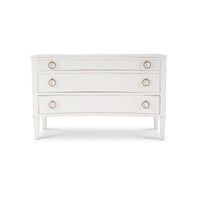 Front view of white neo classic incurved commode.