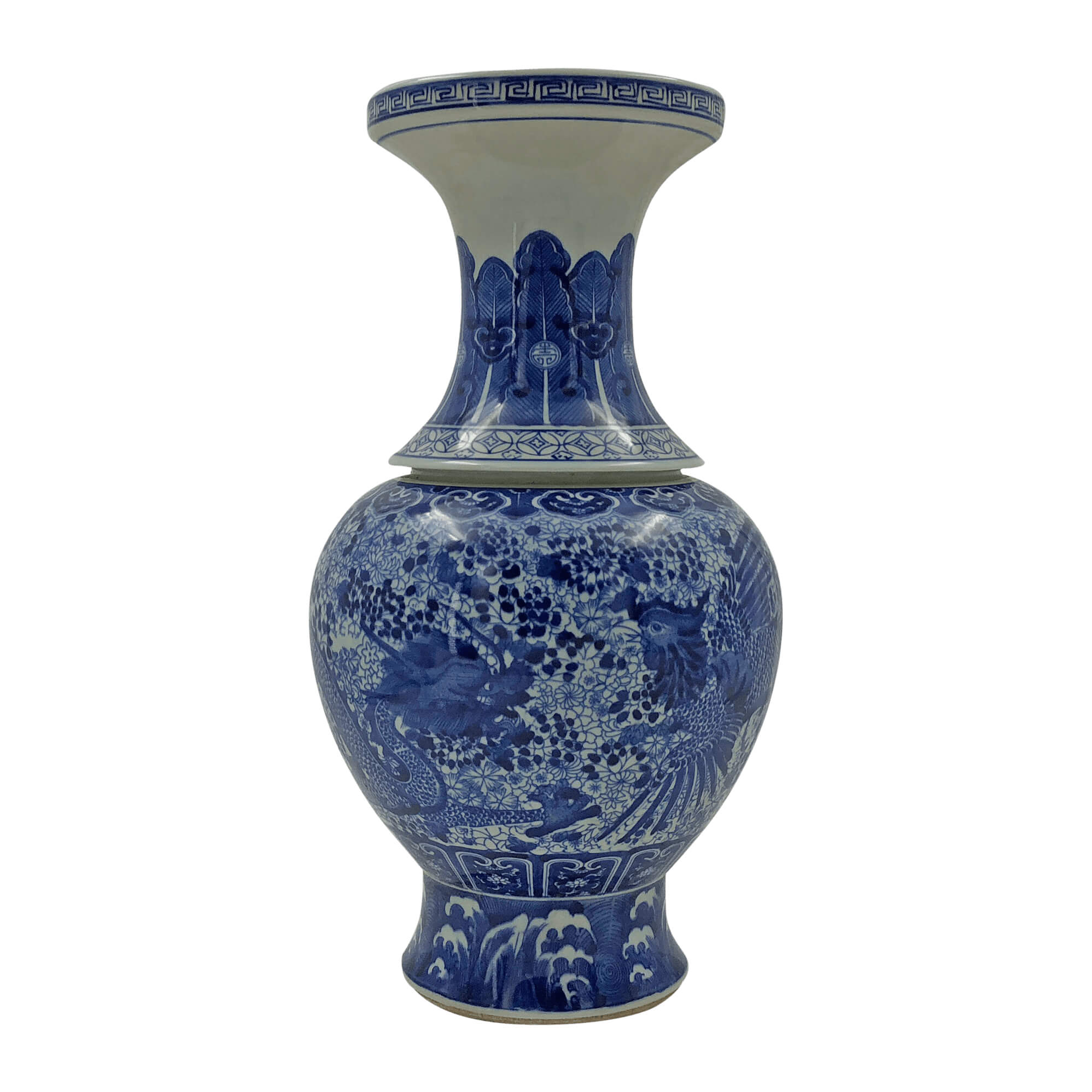 Chinese blue and white porcelain vase side view