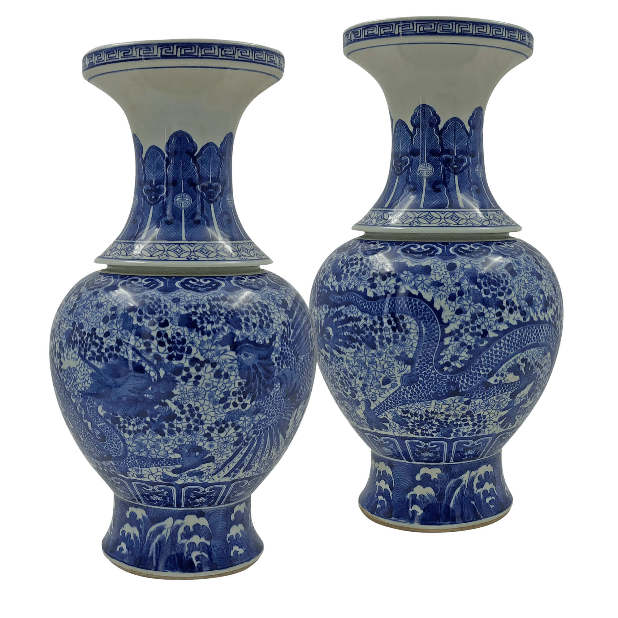 Chinese blue and white porcelain dragon vase front view