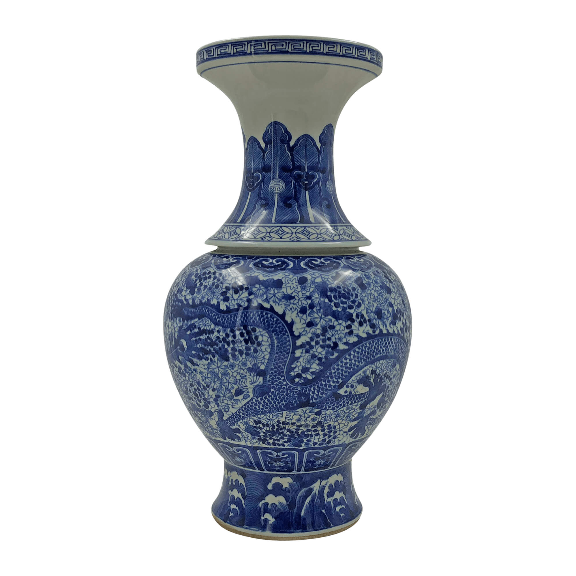 Blue porcelain dragon vase different dragon design side