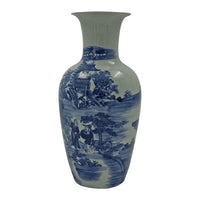 Single Chinese blue and white vase side view details.