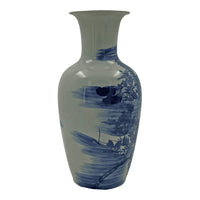 Single vase showcasing river scene and boat motif.