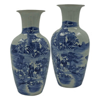 Pair of Chinese blue and white river vases.