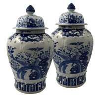 Pair of Chinese blue and white temple jars.