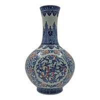 Single Chinese porcelain vase, floral motif back view.