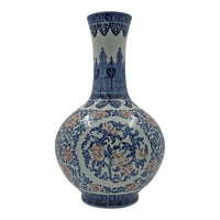 Single Chinese porcelain vase, floral design front view.