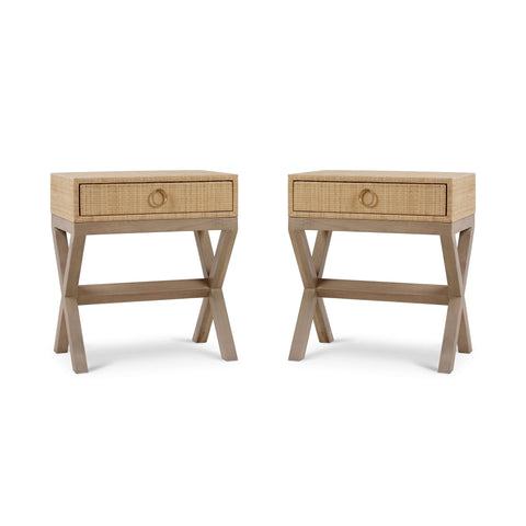 Pair of Coastal Rattan Nightstands