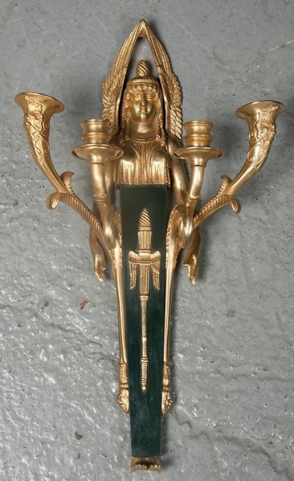 Single Empire four-light sconce, detailed front view.