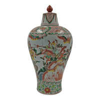 Pair of Famille Rose Warrior Jars - English Georgian America