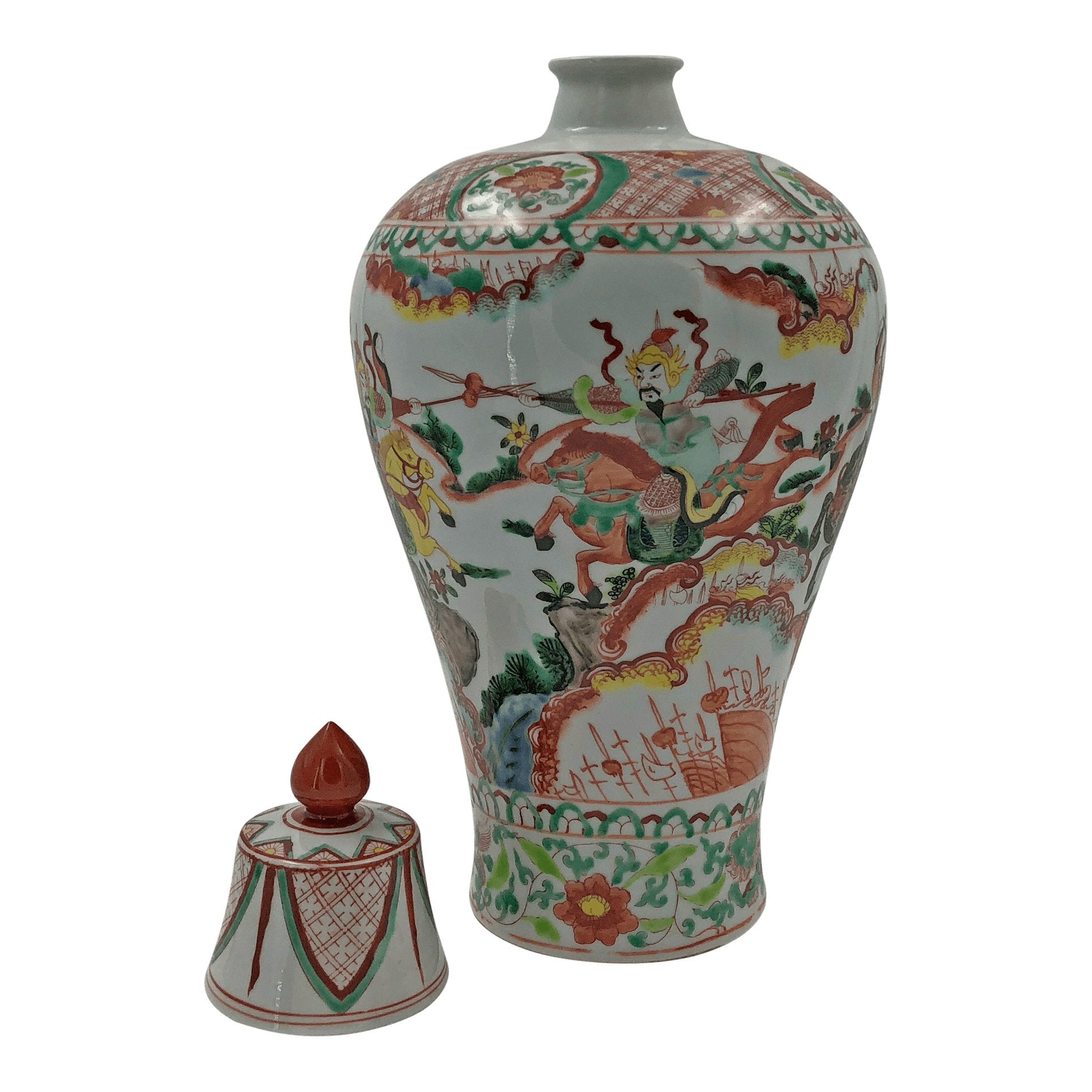 Pair of Famille Rose Warrior Jars - English Georgian America