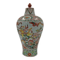 Pair of Famille Rose Warrior Jars - English Georgian America
