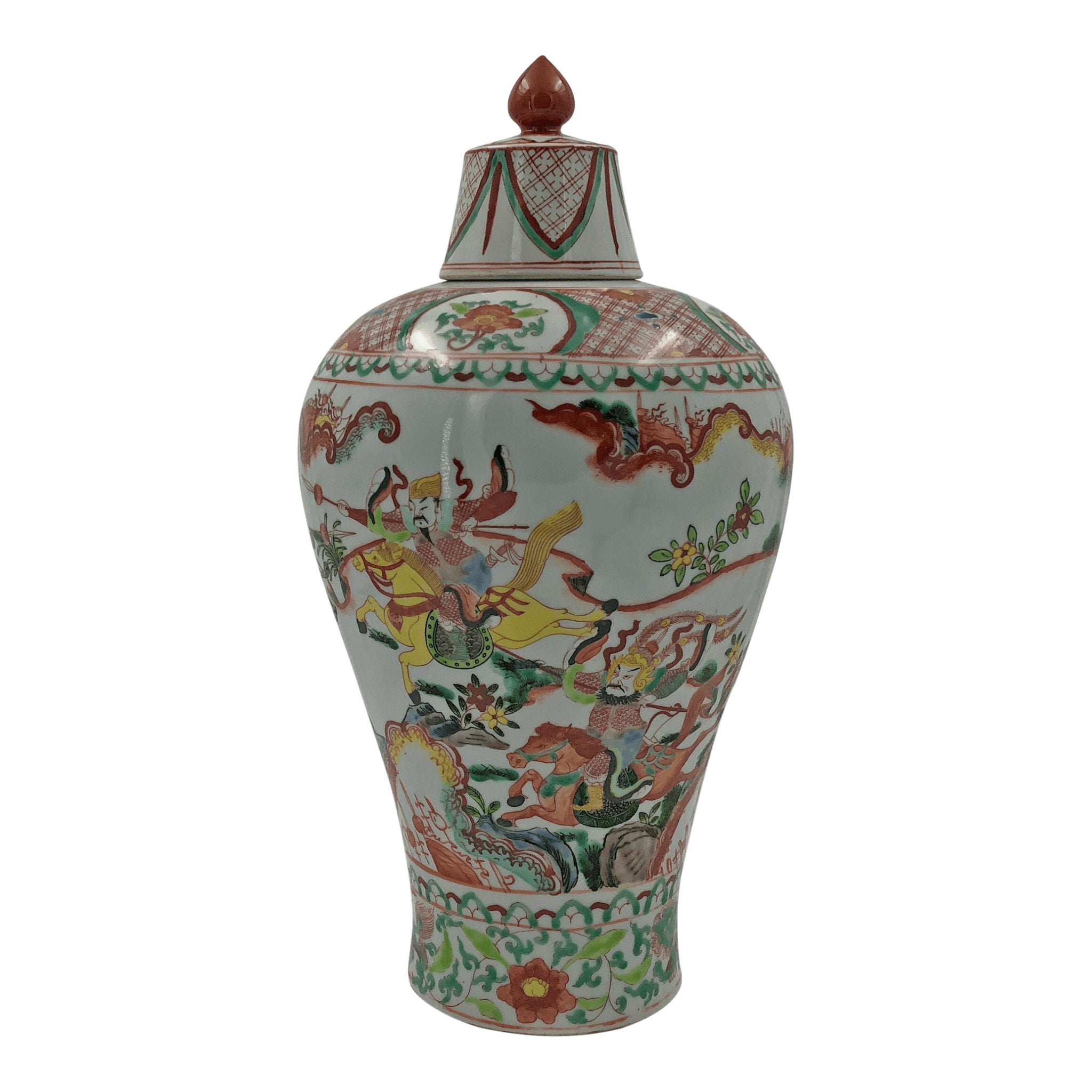 Pair of Famille Rose Warrior Jars - English Georgian America