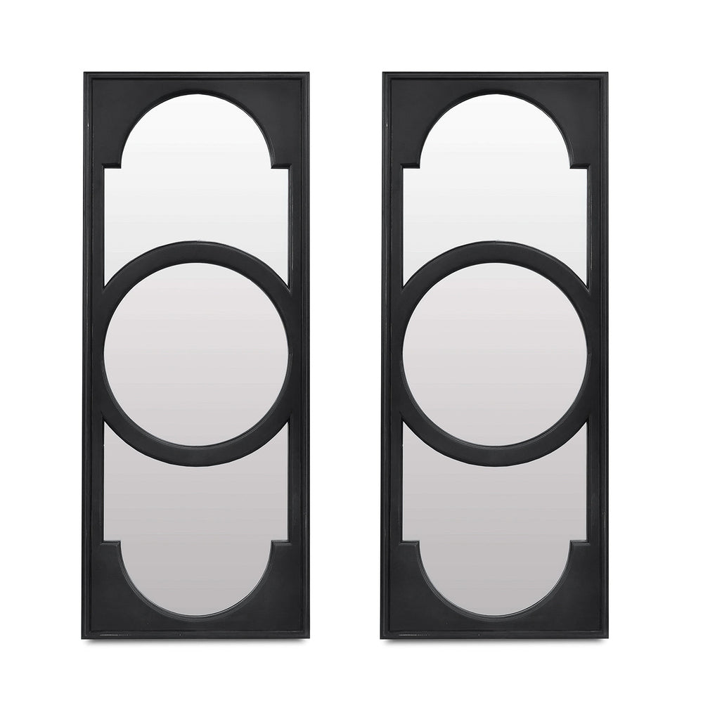 Pair of Art Deco mirrors, geometric design, front view.