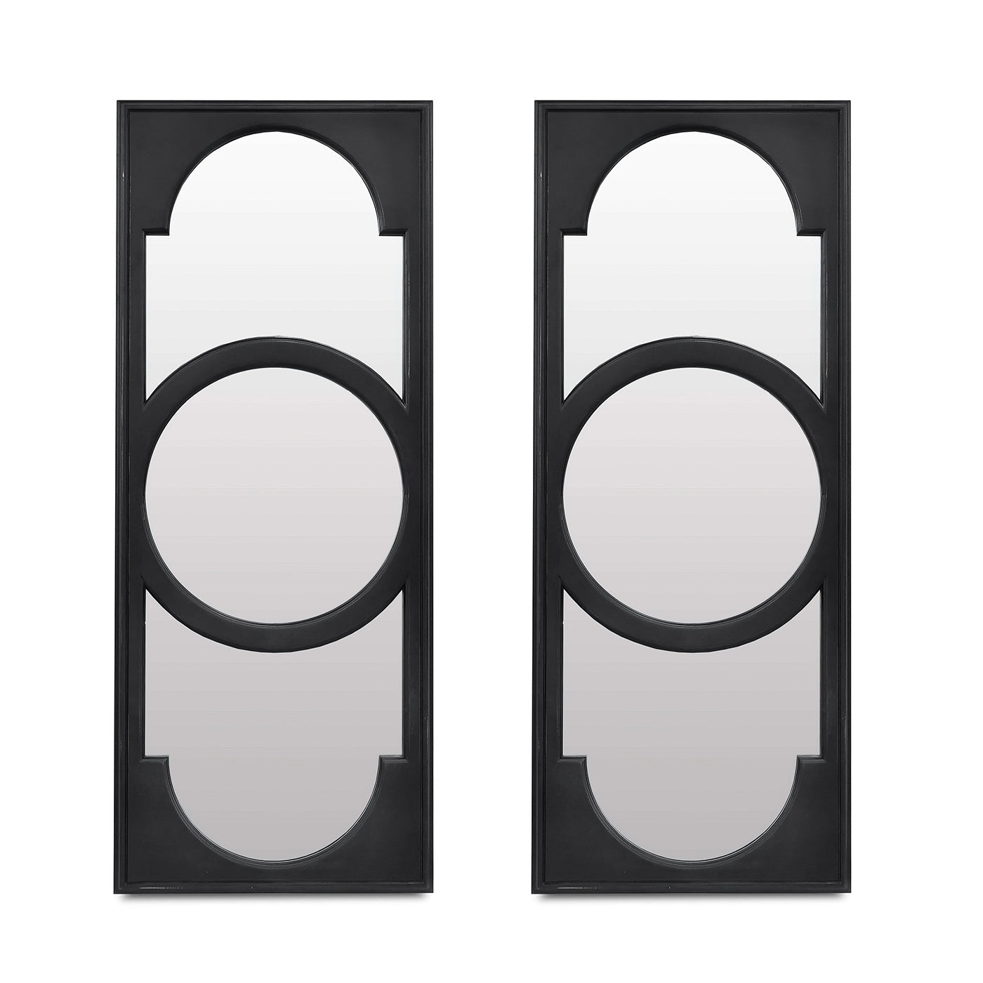 Pair of Art Deco mirrors, geometric design, front view.