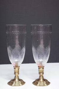French photophores upright, elegant glass with bronze base.