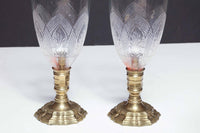 French photophores front view, glass and bronze features.